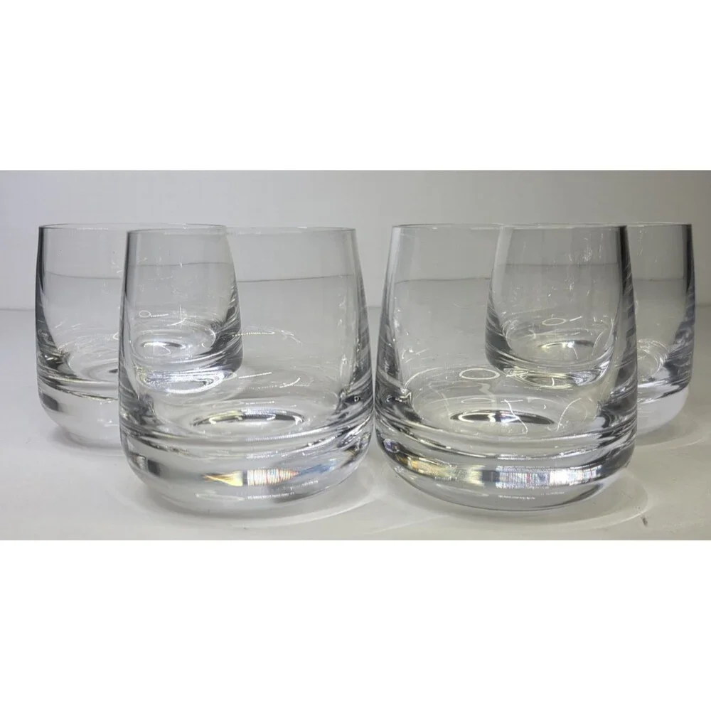 Set of 4 Williams Sonoma Double Old Fashioned Lowball Tumbler Crystal Glasses